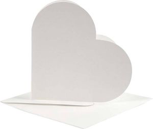 Creotime Kaarten & Enveloppen Hart 12 5x12 5 cm Off-white 10 stuks