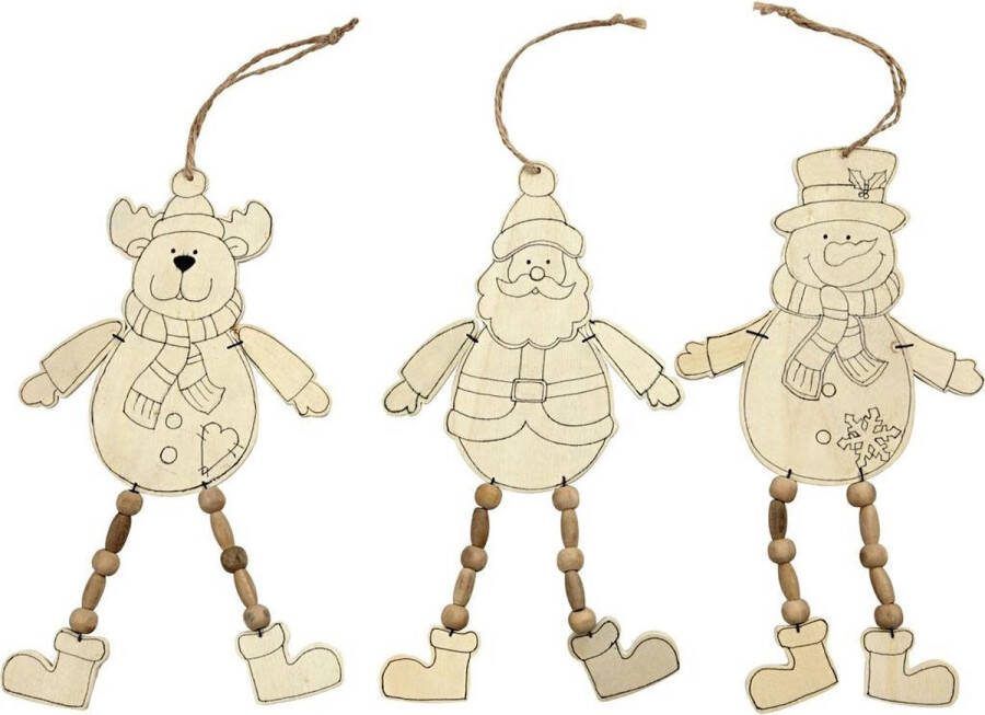 Creotime Kerst decoratie h: 20 cm dikte 4 mm 3 stuks