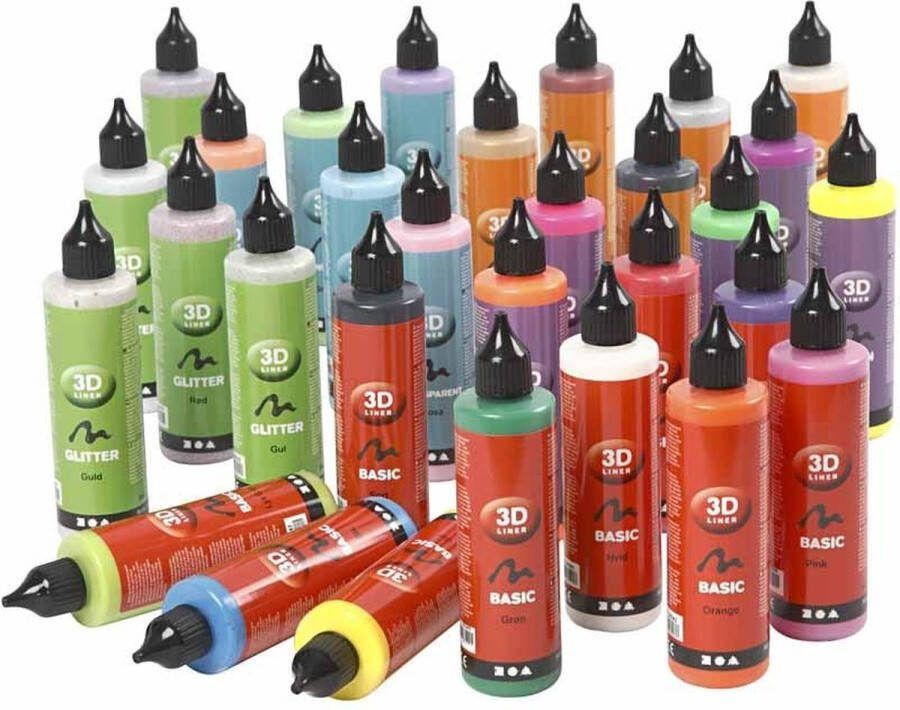 Creotime Liner 3D Verf Set van 30 Kleuren 30x100 ml