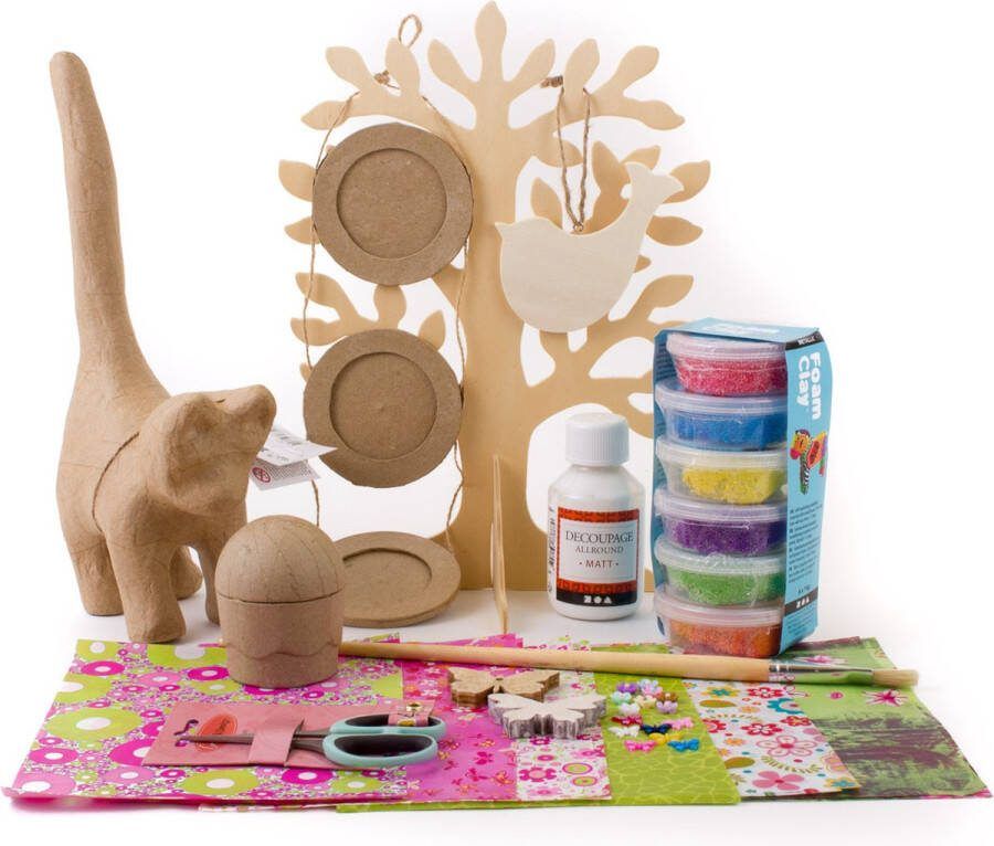 Creotime Luxe Decopatch hobbybox poes fotolijstjes cupcake servettentechniek foam clay sieradenboom vlinders uniek vakantie pakket volwassenen tieners complete set knutselpakket decoratief interieur opbergbox