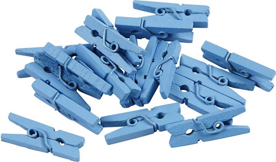 Creotime Mini wasknijpers l: 25 mm b: 3 mm blauw 36stuks