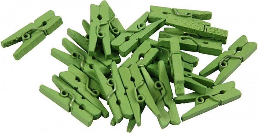 Creotime Mini wasknijpers l: 25 mm b: 3 mm groen 36stuks