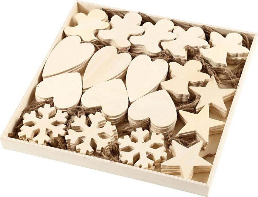 Creotime Ornamenten voor Kerst afm 9-11 cm triplex 90 assorti