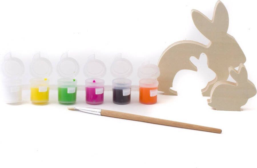 Creotime Paashaasje 2 in 1 verfset pasen decoratie knutselpakketje creatief versieren voorjaar