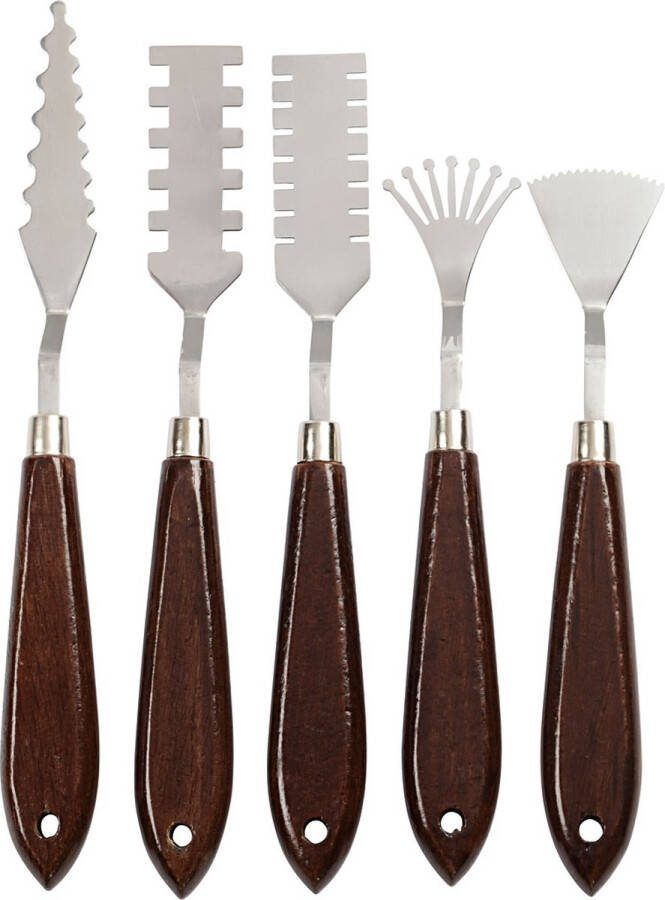 Creativ company Paletmessen set met patroon l: 17-21 cm b: 2-3 cm 5 stuks