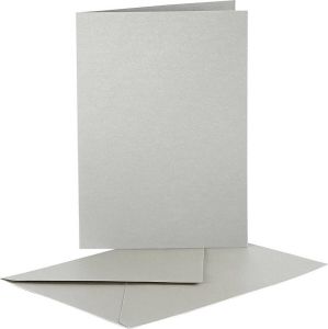 Creotime Parelmoer Kaarten & Enveloppen afmeting kaart 10 5x15 cm zilver 10 sets
