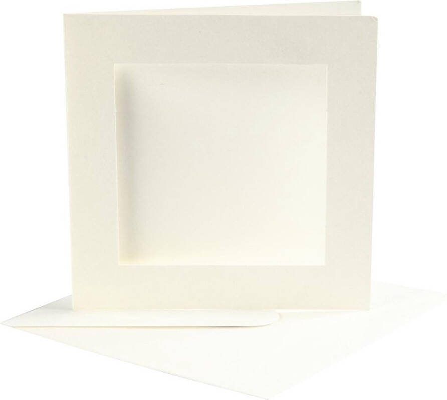 Creativ company Creotime Passepartout Kaarten afmeting kaart 12 5x12 5 cm off-white vierkant 10 sets