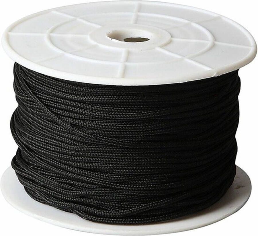 Creotime Polyester Koord Polyester Draad Hobby Koord En Draad Sieraden Maken Zwart Dikte 2 mm 50 mtr 1 Rol