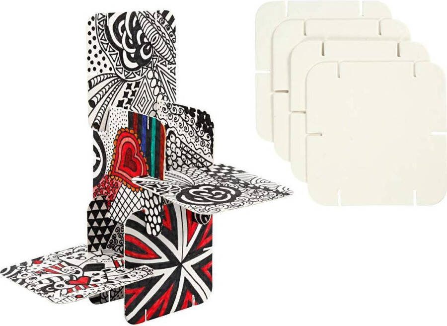 Creotime Puzzel constructie karton afm 9 3x9 3 cm dikte 1 2 mm 200 stuks wit