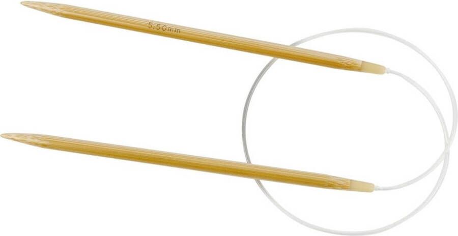 Creotime Rond Breinaalden Flexibele Breinaalden Bamboe Dikte: 5 5mm Lengte: 60cm 1 Stuk