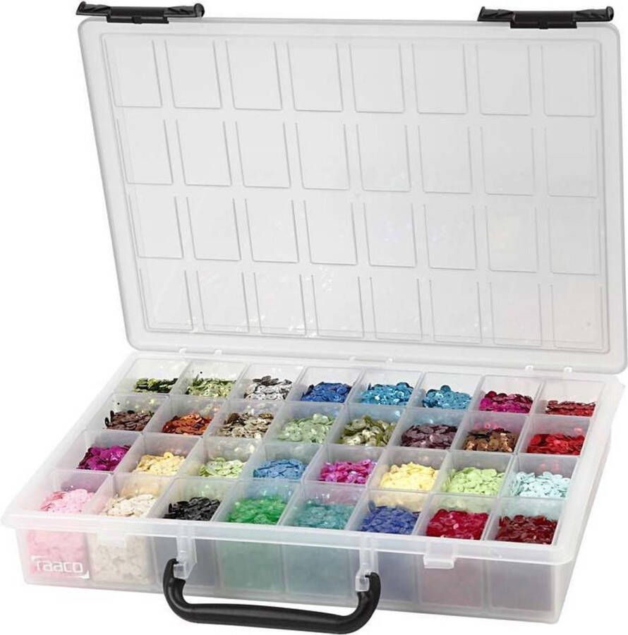 Creotime Ronde pailletten d: 6 mm incl.. Storage Box met 32 dozen 32x25 gr