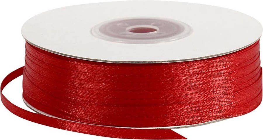 Creotime Satijn lint b: 3 mm 100 m rood