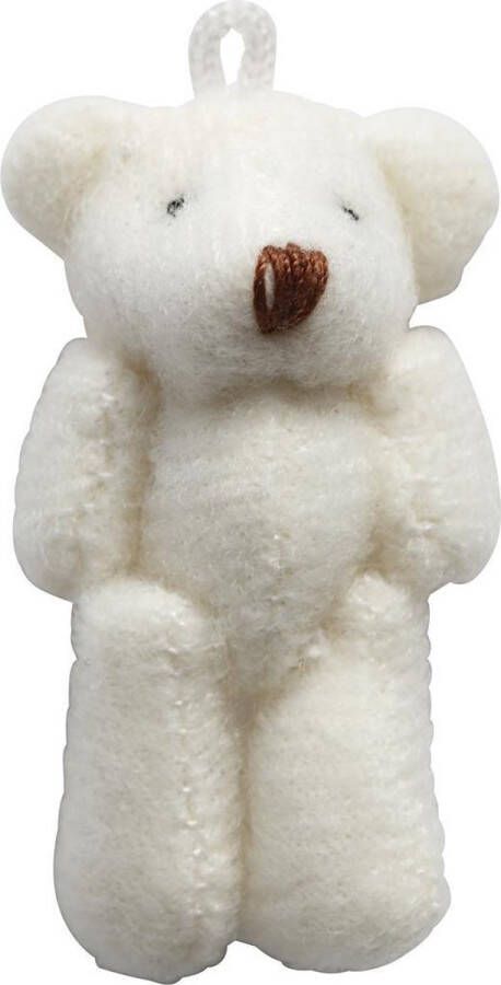 Creotime Sleutelhangers Teddybeer 4 X 2 5 Cm Pluche Wit 6 Stuks