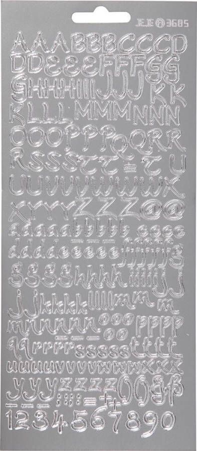 Creotime Stickers vel 10x23 cm zilver alfabet 1vel
