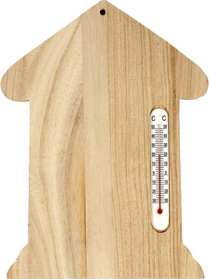 Creotime Thermometer Huisje Hout Unisex 23 5 X 16 5 Cm