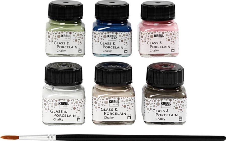 Creotime Verf 6 Stuks 20 Ml Glas- & Porselein Multicolor Chalky