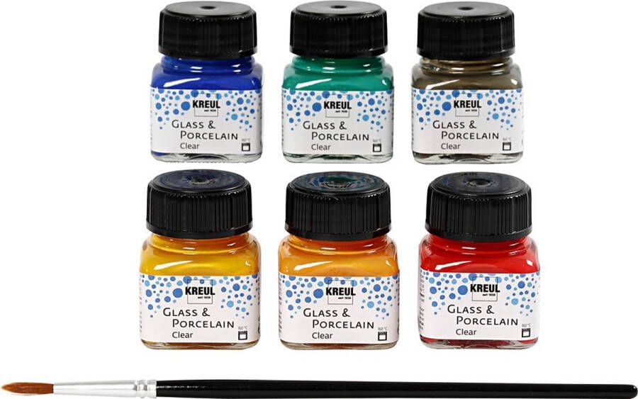 Creotime Verf 6 Stuks 20 Ml Glas- & Porselein Multicolor Clear
