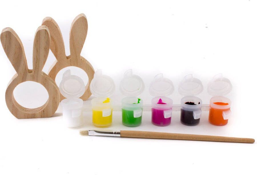 Creotime Verfset Pasen servetringen haasje zelf decoratie maken knutselpakket schilderen unieke tafel versiering voorjaar