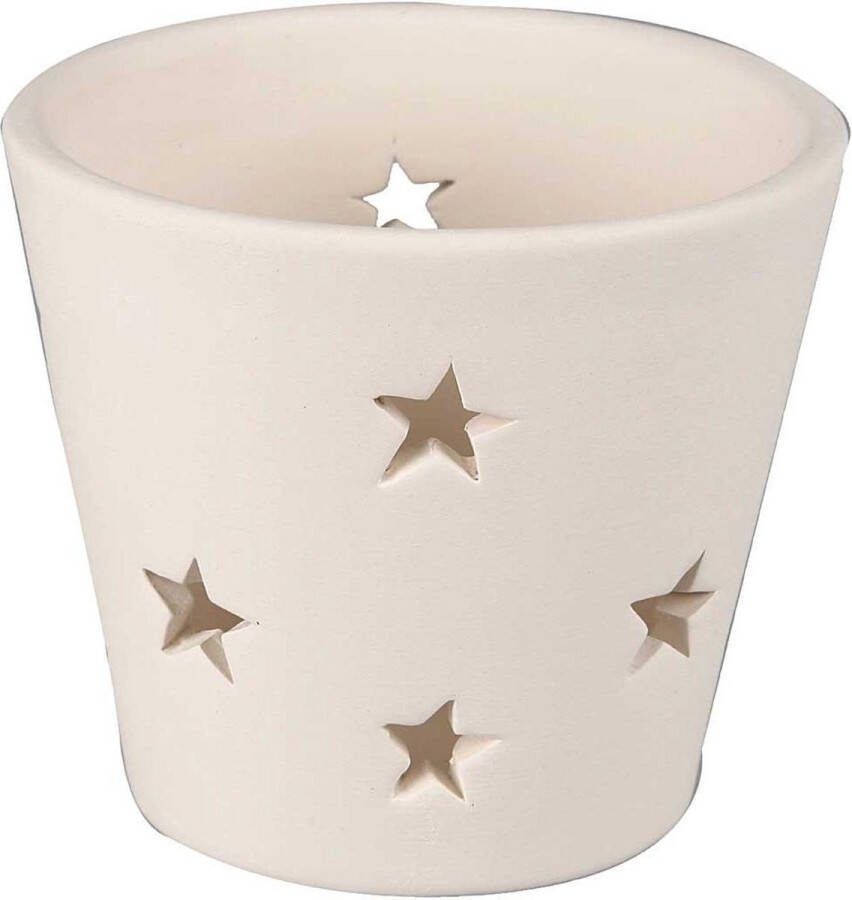 Creotime Waxinelicht met sterren d: 7 cm h: 6 5 cm 12 stuk