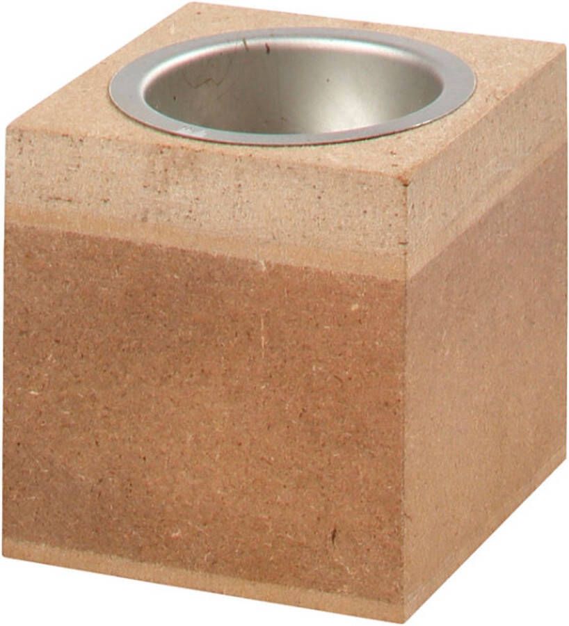 Creotime Waxinelichthouder hout 6x6x6cm 20 stuks