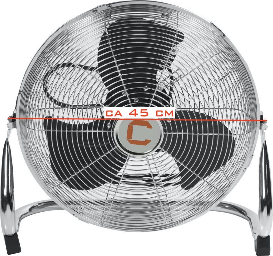 Cresta Care CFP410S RVS vloerventilator 45 cm diameter 3 snelheden kantelbaar 55 watt