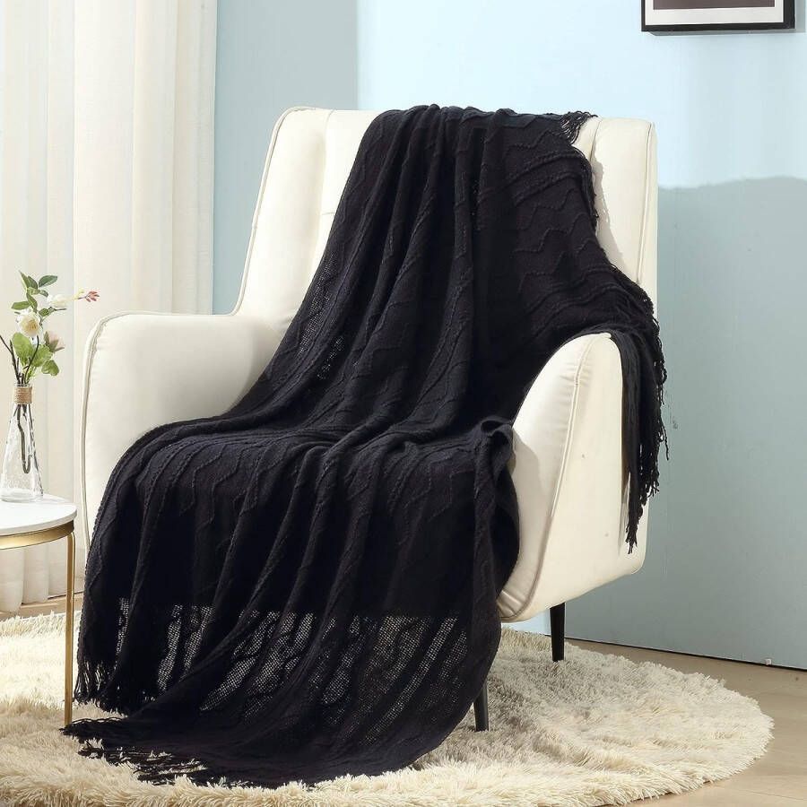 CREVENT SHOP YOLO Plaids & Grand foulards deken-cosy sofa stoel bed- 127 x 152 cm Verbrande Oranje Wafel