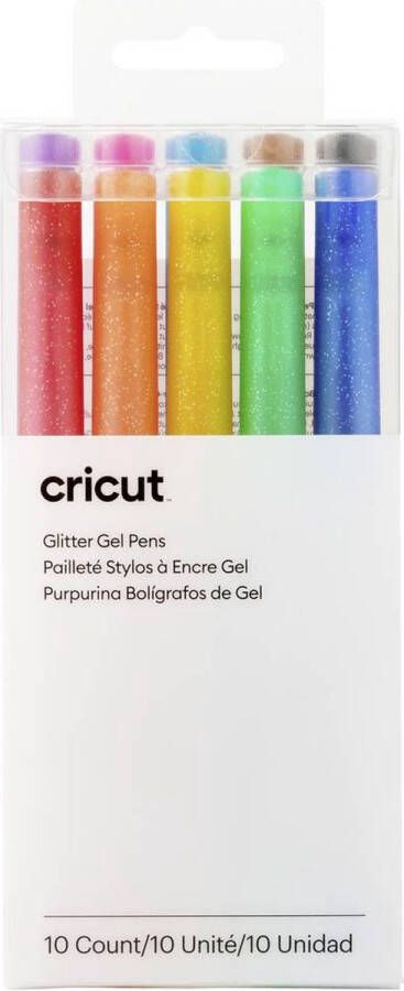 Cricut Glittergelpennen | regenboog + roze bruin zwart | 10 stuks