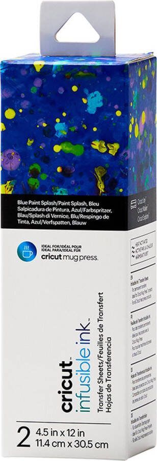 CRICUT Infusible Ink Transfervellen – Blue Paint Splash (2 vellen) ideaal voor de Mug Press