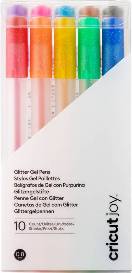 CRICUT Joy Glittergelpennen | regenboog + roze bruin zwart | 10 stuks