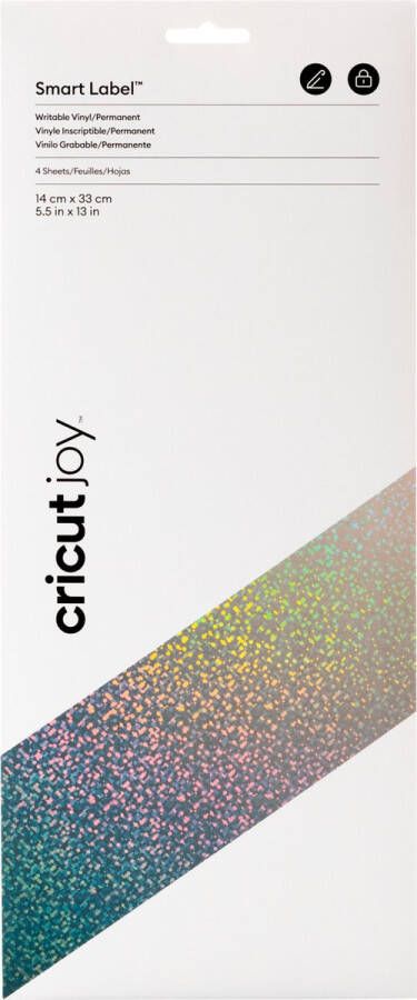 CRICUT Joy Smart Label beschrijfbaar vinyl permanent zilver holografisch 14x33cm 4 vellen