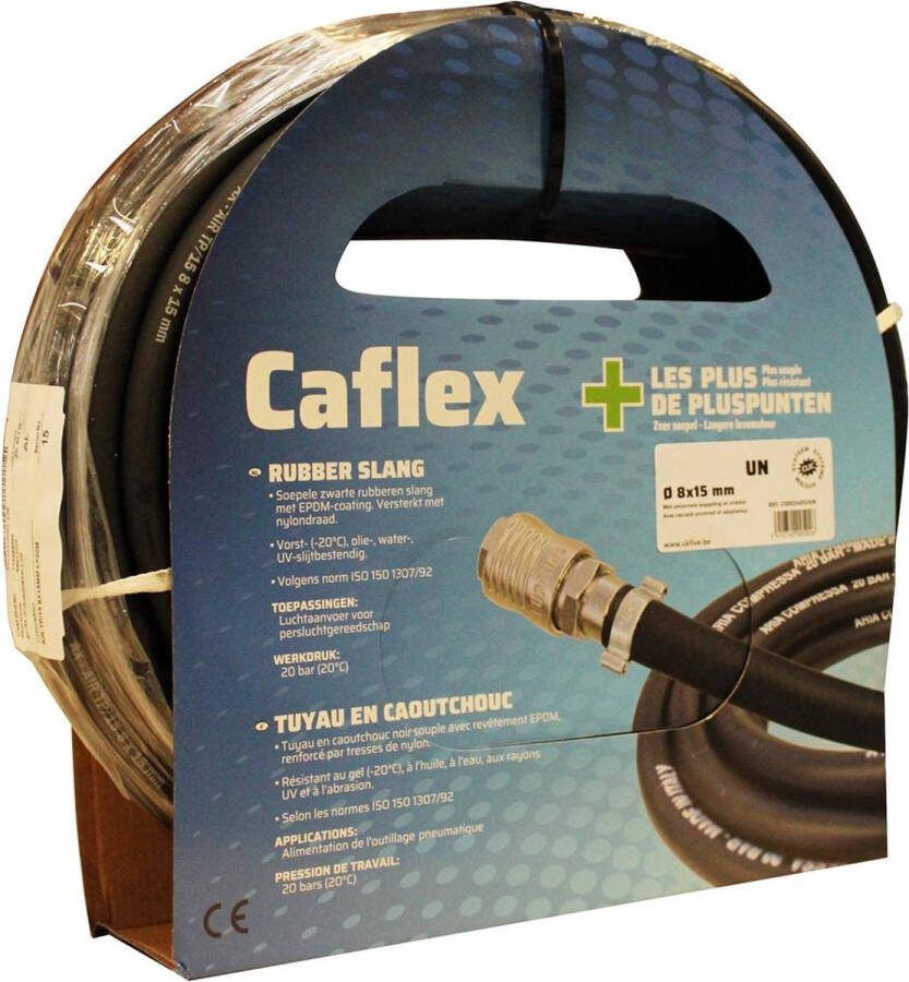 Criko rubber persluchtslang voor compressor 10 meter Zeer flexibel Ø 15 x 8 mm Universele koppelingen Max 20 bar