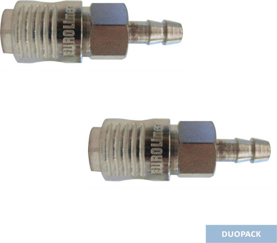 Criko snelkoppeling voor compressor Orionkoppeling met 8 mm slangpilaar Orion Max 16 bar 2 stuks