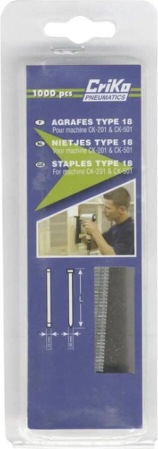 Criko T-nagel voor tacker Type 18 10 mm Gegalvaniseerd 1000 stuks