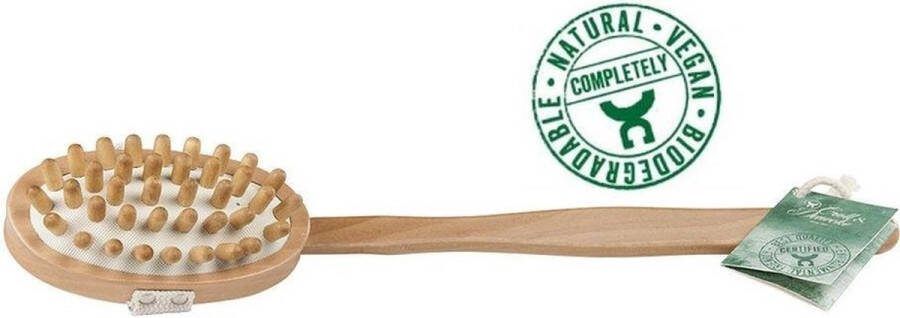 CROLL & DENECKE Massageborstel met steel – Cellulitis borstel – Badborstel – Rugborstel – Massage borstel Lichaamsborstel – Anti cellulitis massage Hout