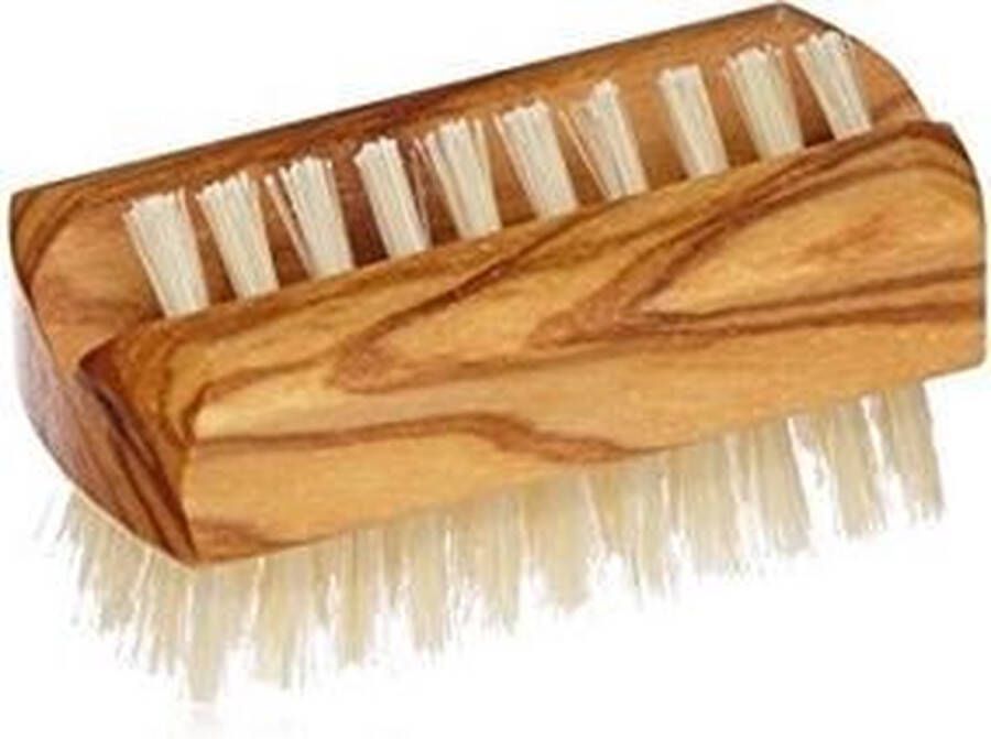 CROLL & DENECKE nagelborstel – Manicure borstel – Nagelverzorging Harde en zachte borstel zijde 5 x 2 5 x 3 cm – Olijfhout