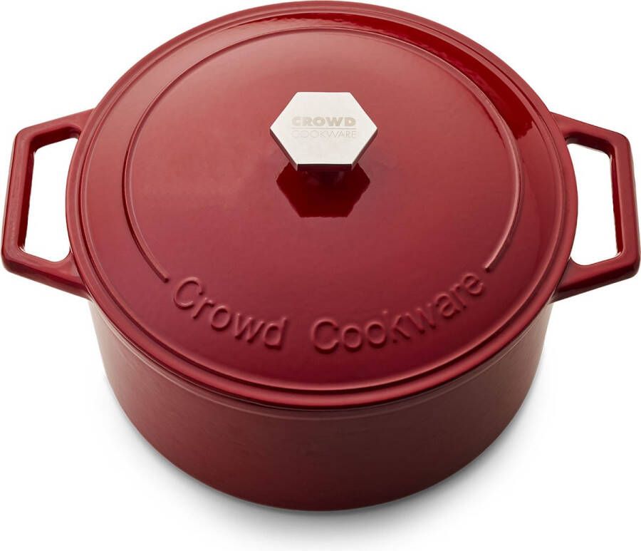 Crowd Cookware De Tasman Dutch Oven Kookpot Rood Ø29 cm Met traditionele Deksel Gerecycled Gietijzer Emaille Coating