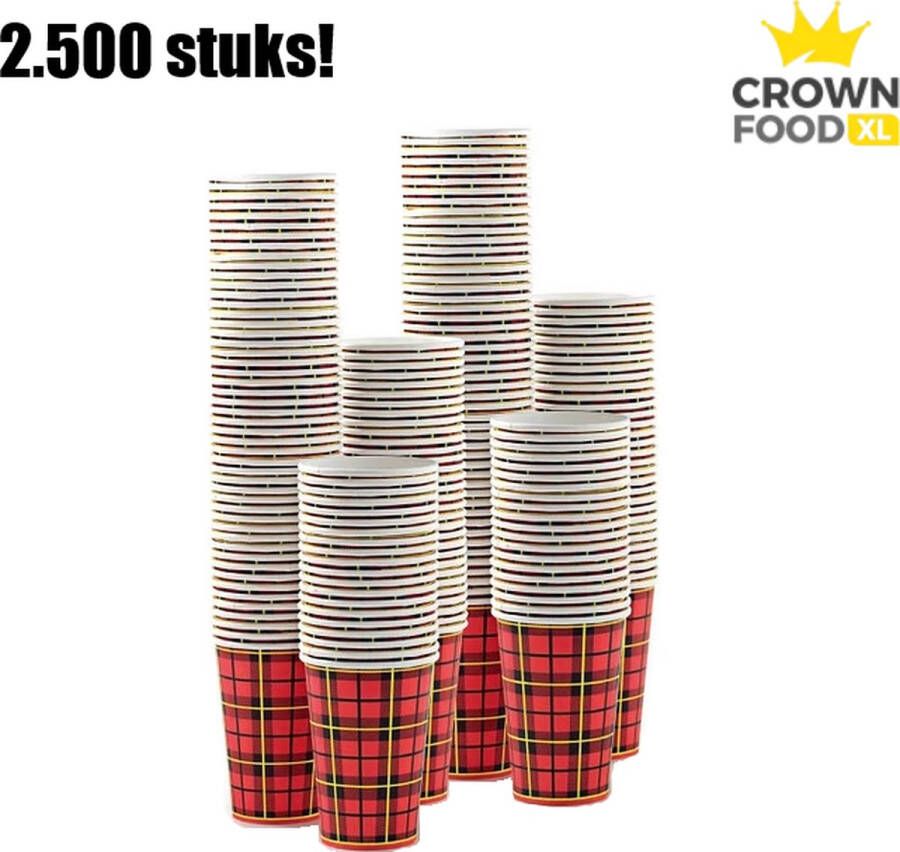 Crown Food Scotty bekers 2.500 stuks koffiebekers karton schotse ruit 180ml 7oz 180cc wegwerp papieren beker XL
