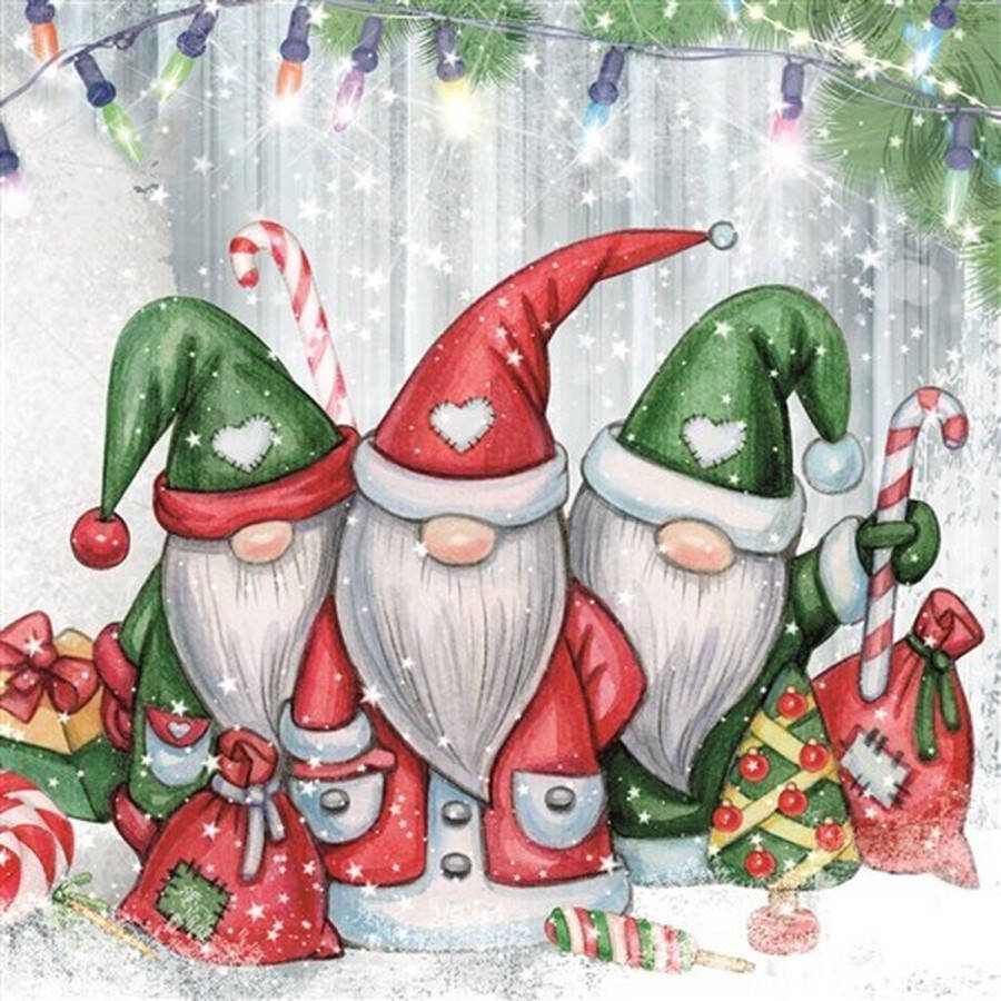 Crystal Art Diamond Painting Kaart Santa Gnomes