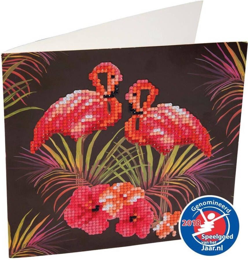 Crystal Art Kit Diamond Painting Crystal Card Kit Flamingos 18x18cm
