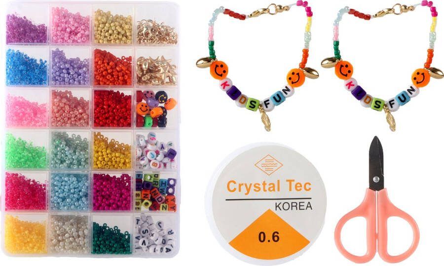 CrystalTech Glaszaad kralen set compleet voor het maken van armbandjes