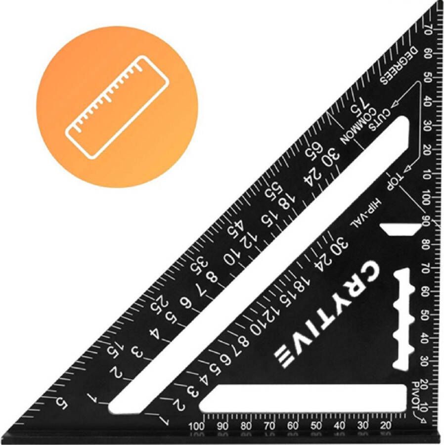 CRYTIVE Winkelhaak Blokhaak Zwaaihaak Schrijfhaak Speed Square Metalen Winkelhaak 5 in 1 Winkelhaak