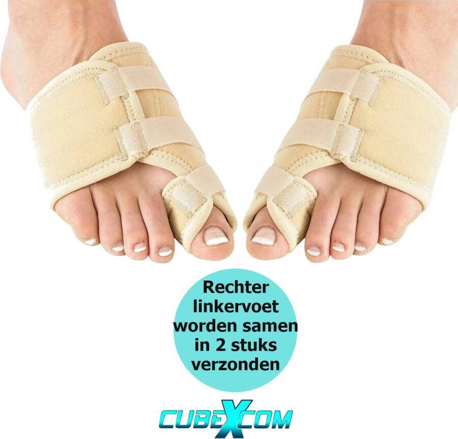 Cubexcom Teenspreider Hallux Valgus Grote Teencorrector Teenspreiders Voor Hallux Valgus Teencorrector Bunion Corrector Voet Brace Orthopedische Corrector Teenscheiders Bunion Corrector BEIGE 2 STUK Rechter- En Linkervoet Samen Universal