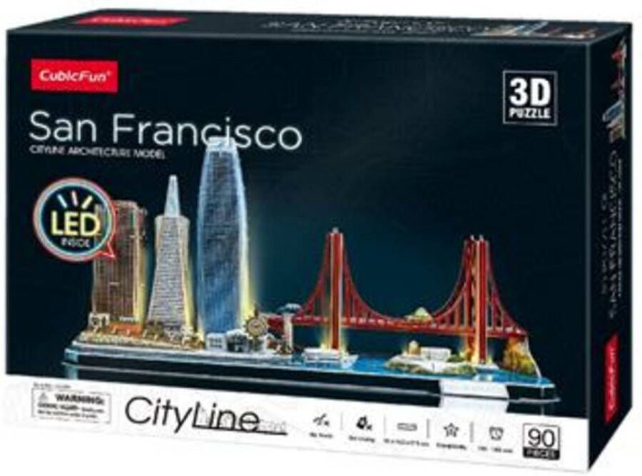 Camylle Cubic Fun 3D Puzzel City Line San Francisco + LED Verlichting 90 Stukjes