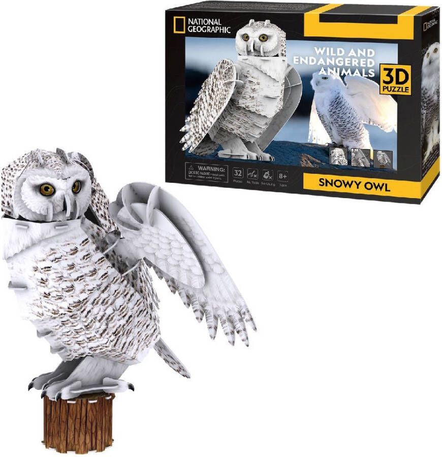 Cubic Fun National Geographic 3D Puzzel Sneeuwuil 32 Stukjes