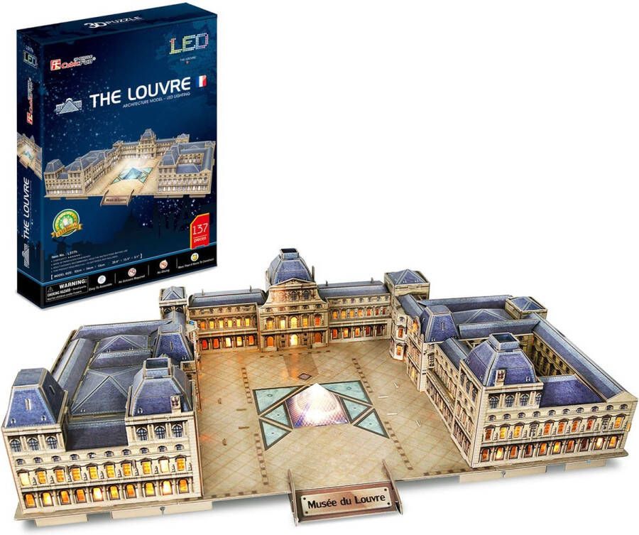 CubicFun Cubic Fun 3D Puzzel The Louvre + LED Verlichting 137 Stukjes