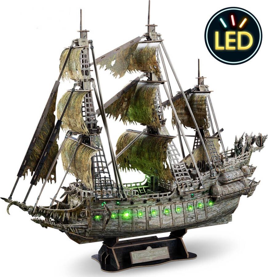 CubicFun 3D puzzel Flying Dutchman Vliegende Hollander Pirates of the caribbean Vaderdag Piraten schip 3D model LED EPS foam