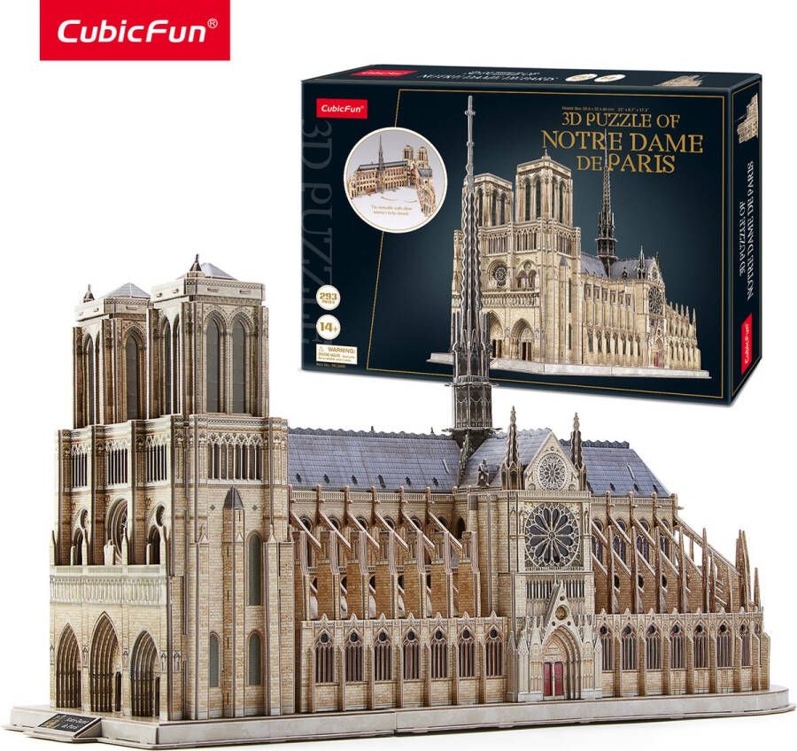 CubicFun 3D Puzzel Notre Dame De Paris Uitdagend Modelbouw Franse Kathedraal Architectuur voor Volwassenen en Kinderen
