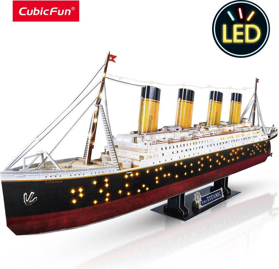 CubicFun 3D Puzzel Titanic met LED Verlichting 266 Stukjes Modelbouw Cruiseschip Decoratief Geschenk