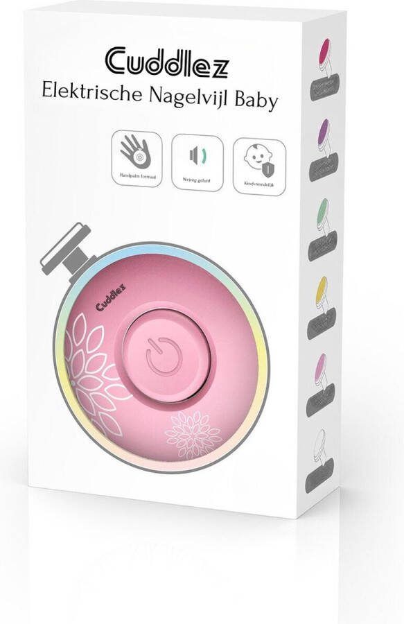 Cuddlez Elektrische Baby Nagelvijl 6 Vijlen Inclusief Batterij Baby Nagelknipper Nagel Borstel Manicureset baby Nagelschaartje Magenta Kraamcadeau
