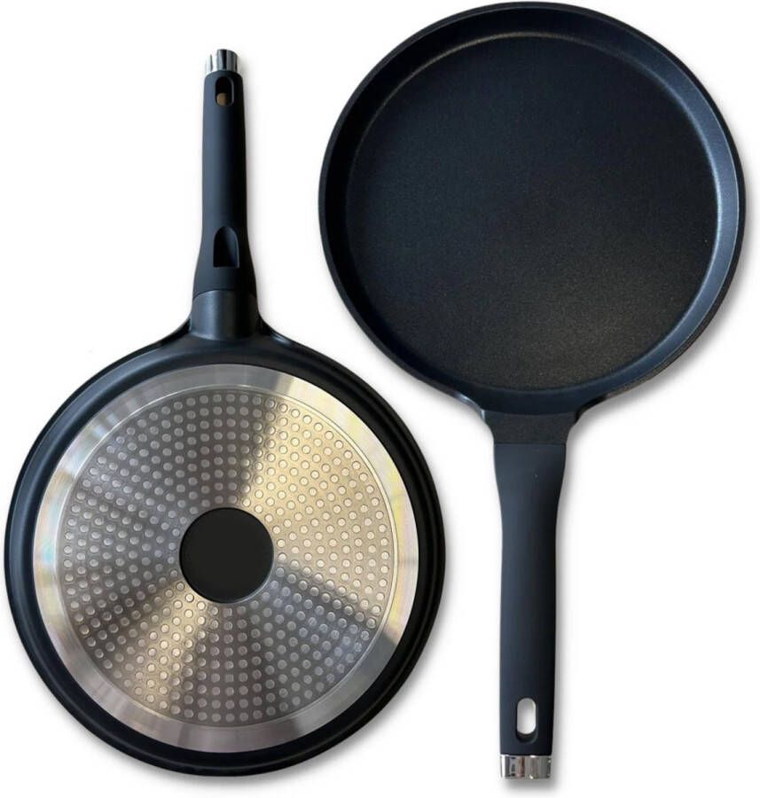 CUILINA Crêpepan Pannenkoekenpan Pannenkoekpan Marmeren coating Inductie 28cm Zwart